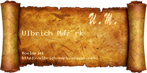 Ulbrich Márk névjegykártya